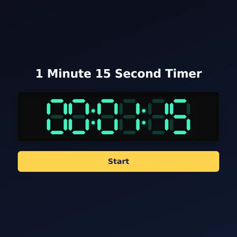 The timeandspace.science 1-minute-15-second timer: the digital read-out showing 1 minute 15 seconds and a Start button