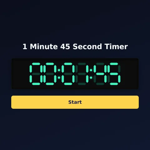 The timeandspace.science 1-minute-45-second timer: the digital read-out showing 1 minute 45 seconds and a Start button
