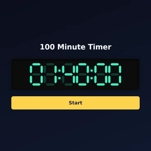 The timeandspace.science 100-minute timer: the digital read-out showing 100 minutes and a Start button