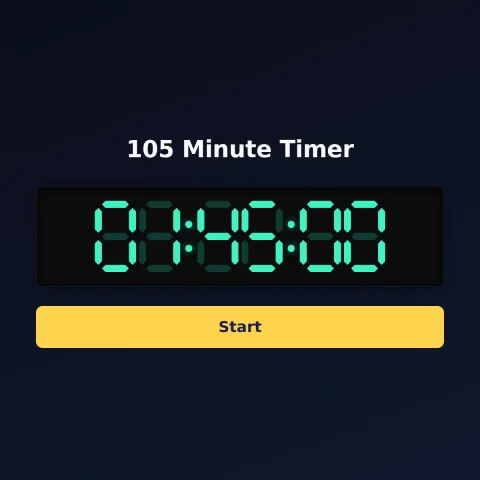 The timeandspace.science 105-minute timer: the digital read-out showing 105 minutes and a Start button