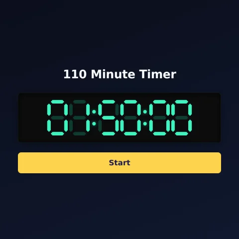 The timeandspace.science 110-minute timer: the digital read-out showing 110 minutes and a Start button