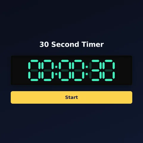 The timeandspace.science 30-second timer: the digital read-out showing 30 seconds and a Start button