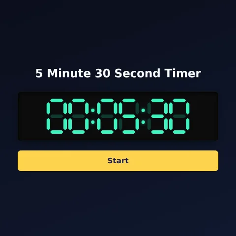 The timeandspace.science 5-minute-30-second timer: the digital read-out showing 5 minutes 30 seconds and a Start button