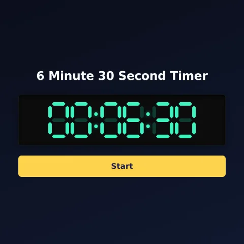 The timeandspace.science 6-minute-30-second timer: the digital read-out showing 6 minutes 30 seconds and a Start button