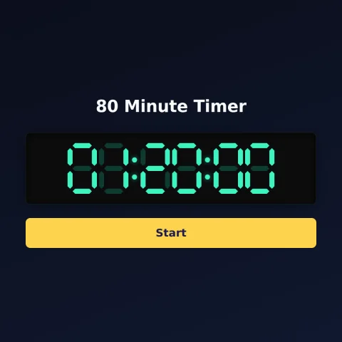 The timeandspace.science 80-minute timer: the digital read-out showing 80 minutes and a Start button