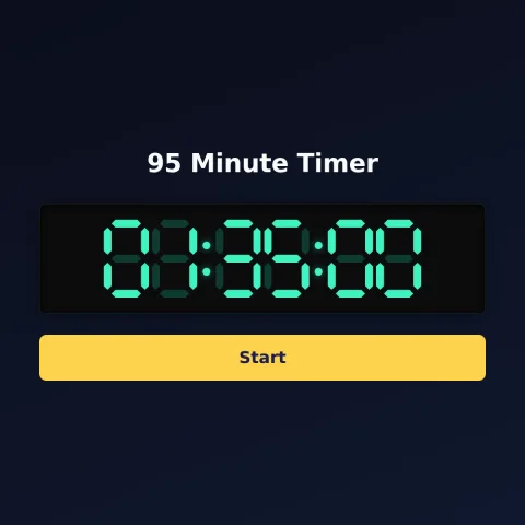 The timeandspace.science 95-minute timer: the digital read-out showing 95 minutes and a Start button